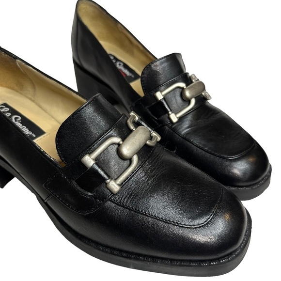 Vintage Y2K L.J Simone Women’s Chunky Heeled Black Loafers Size 8 - Picture 2 of 5